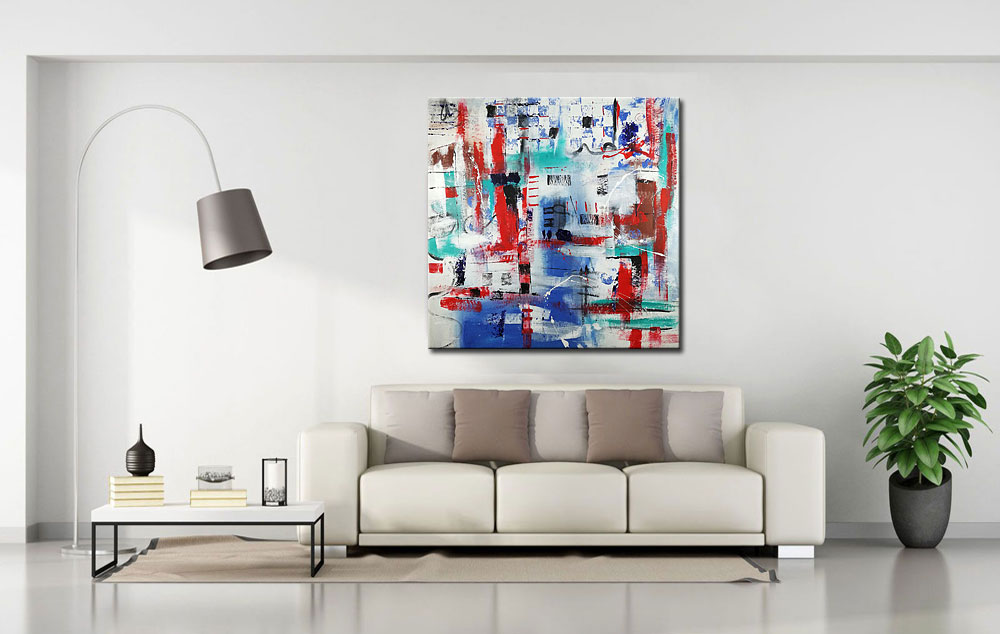 Enfriamiento modern abstract schilderij 100x100cm - Afbeelding 3