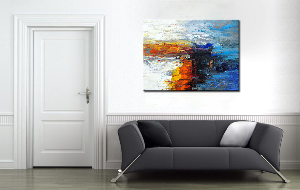 In de Zee abstract modern schilderij 120x90cm - Afbeelding 4