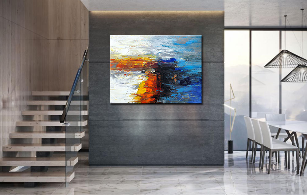 In de Zee abstract modern schilderij 120x90cm - Afbeelding 2