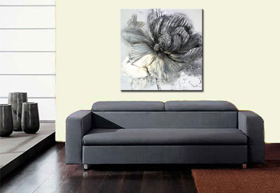 Schilderij Stralende Zilverroos 100x100cm - Afbeelding 4