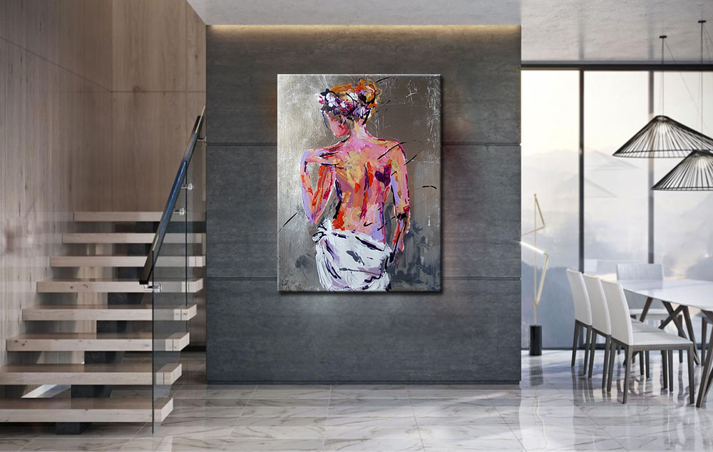 Erotisch schilderij Silver Muse 90x120cm - Afbeelding 4