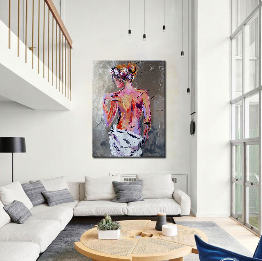 Erotisch schilderij Silver Muse 90x120cm - Afbeelding 2