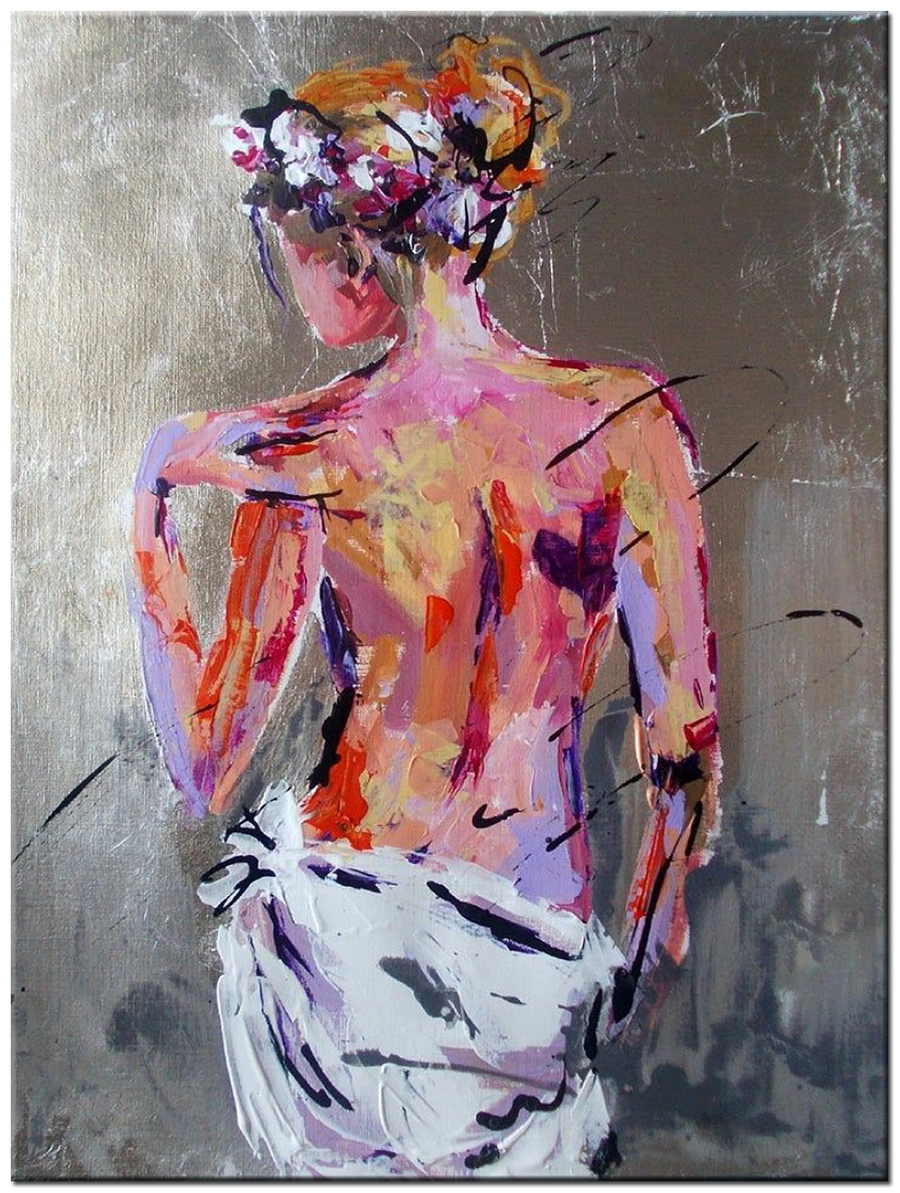 Erotisch schilderij Silver Muse 90x120cm