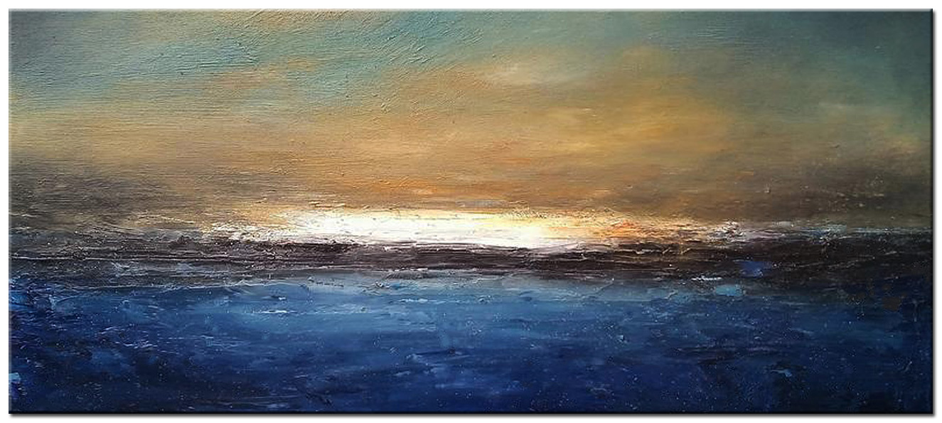 Abstract schilderij Stilte aan Zee 160x70cm