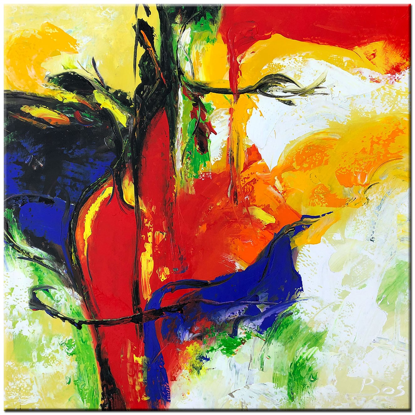 Heartbeat abstract schilderij 100x100cm