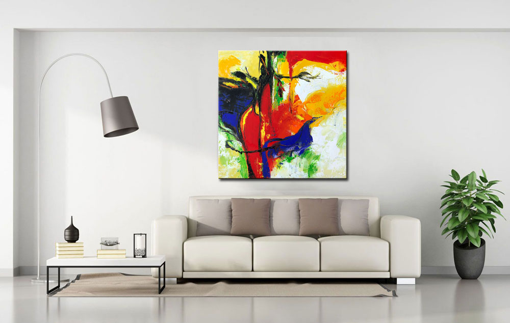 Heartbeat abstract schilderij 100x100cm - Afbeelding 2