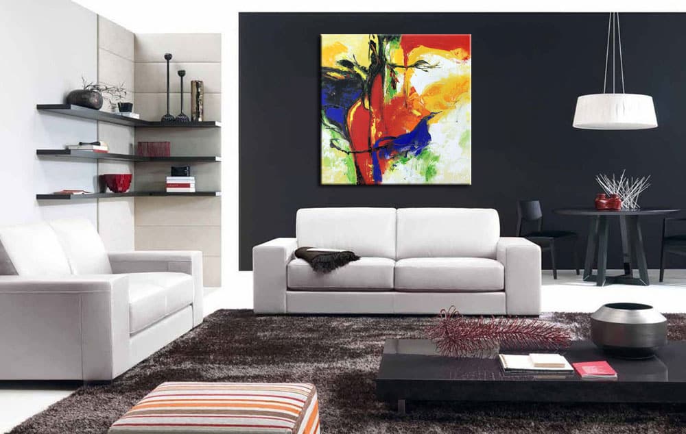 Heartbeat abstract schilderij 100x100cm - Afbeelding 3