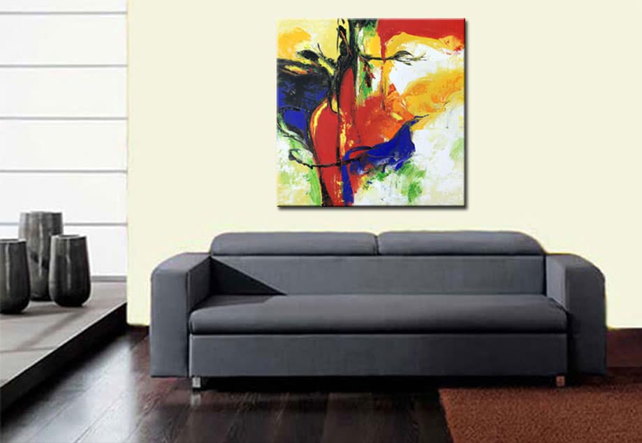 Heartbeat abstract schilderij 100x100cm - Afbeelding 4