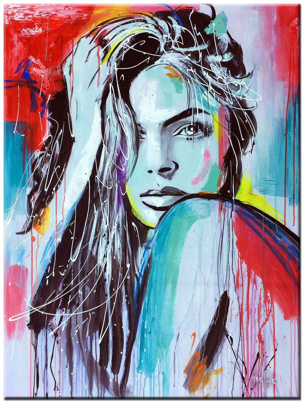 Stille Blik dame schilderij 90x120cm