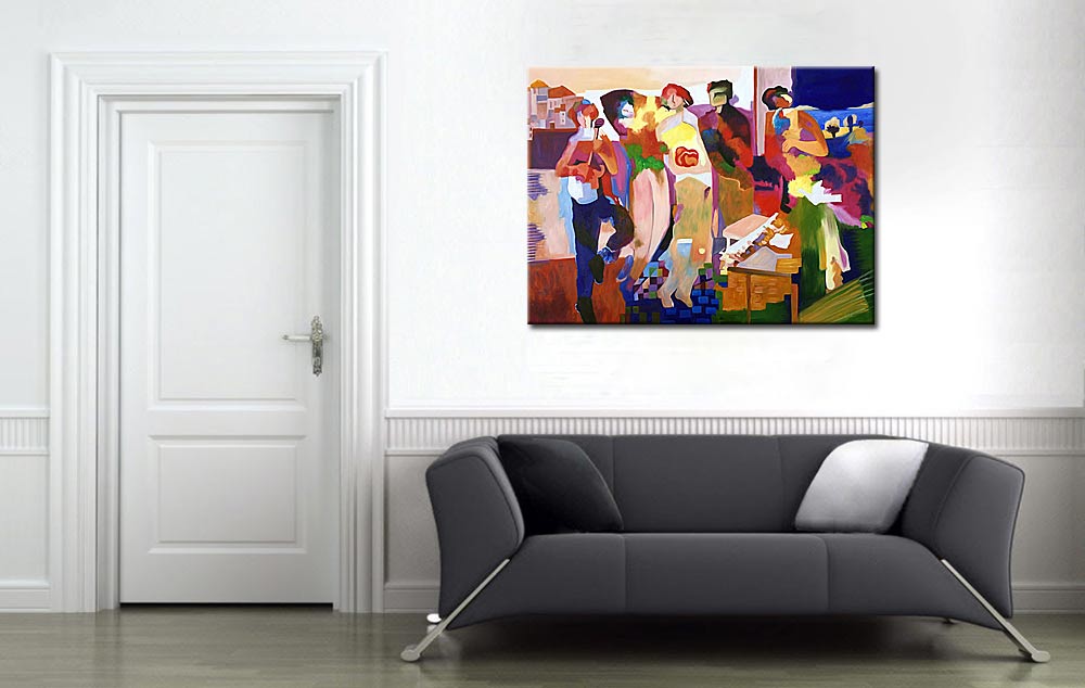 Figuratief modern schilderij Muzikale Avond 120x90cm - Afbeelding 2