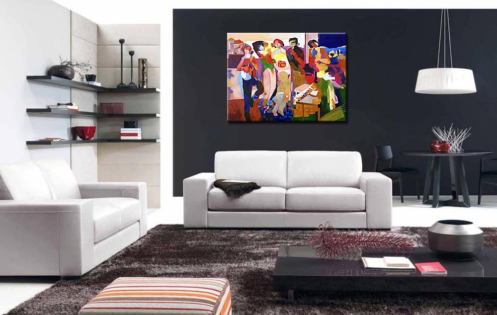 Figuratief modern schilderij Muzikale Avond 120x90cm - Afbeelding 3