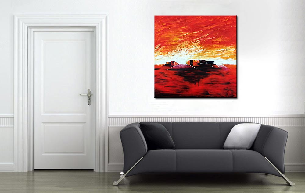 Avondrood modern schilderij 100x100cm - Afbeelding 2