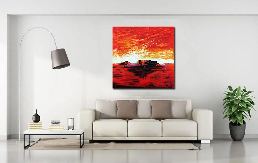 Avondrood modern schilderij 100x100cm - Afbeelding 4