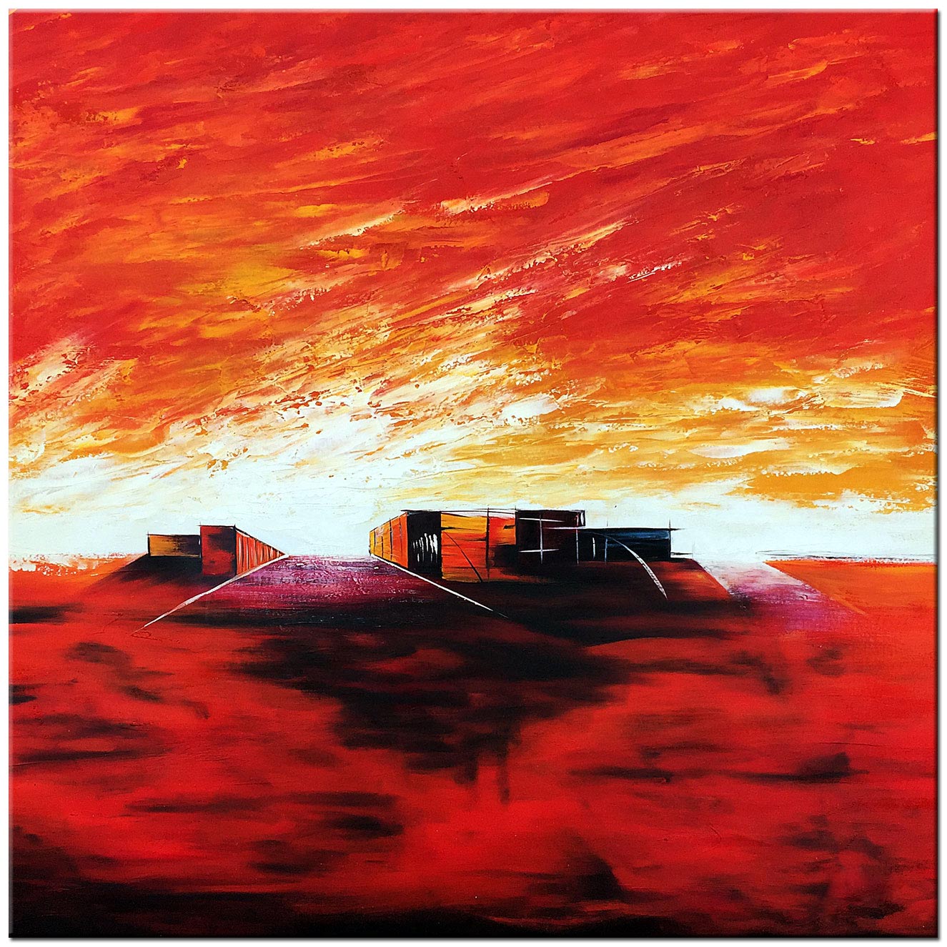 Avondrood modern schilderij 100x100cm