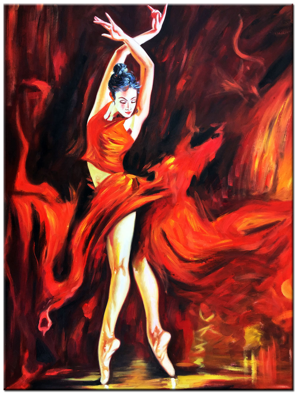 Vrouwen schilderij Flamenco Energie 90x120cm