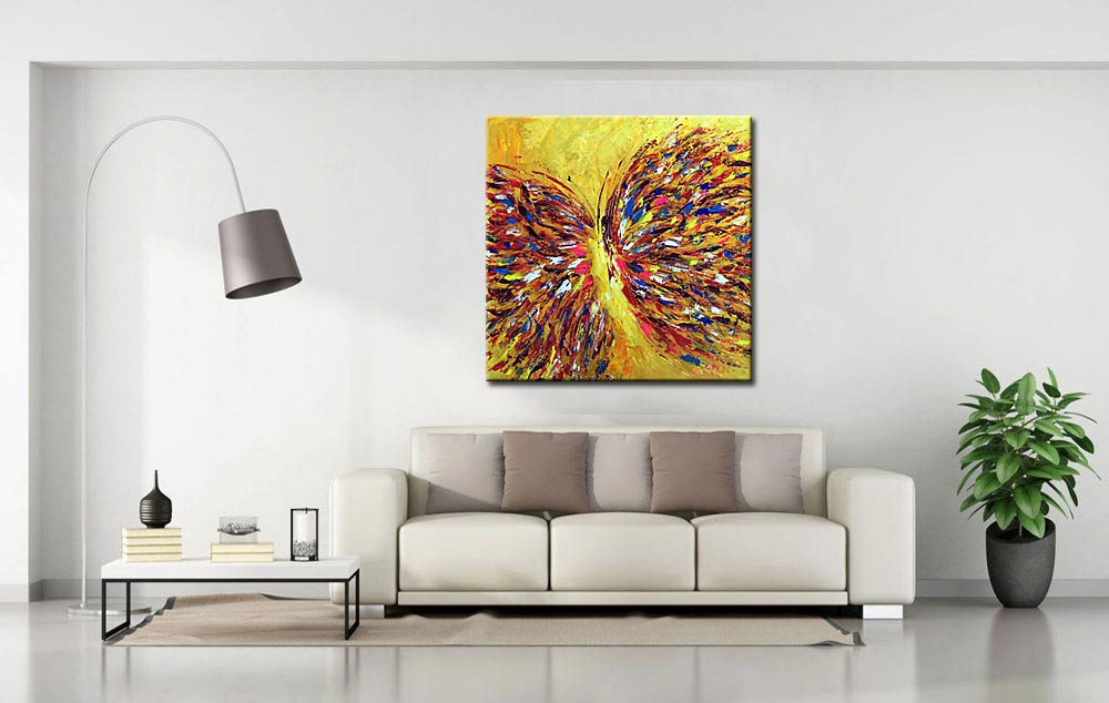 Vlinder abstract schilderij - Afbeelding 4