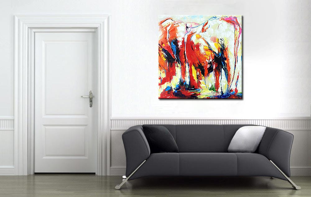 Kudde Olifanten modern schilderij - Afbeelding 2