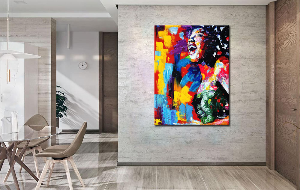 Vrouwen schilderij Zingende Passie 90x120cm - Afbeelding 3