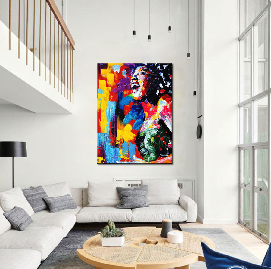 Vrouwen schilderij Zingende Passie 90x120cm - Afbeelding 2