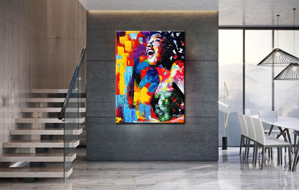 Vrouwen schilderij Zingende Passie 90x120cm - Afbeelding 4