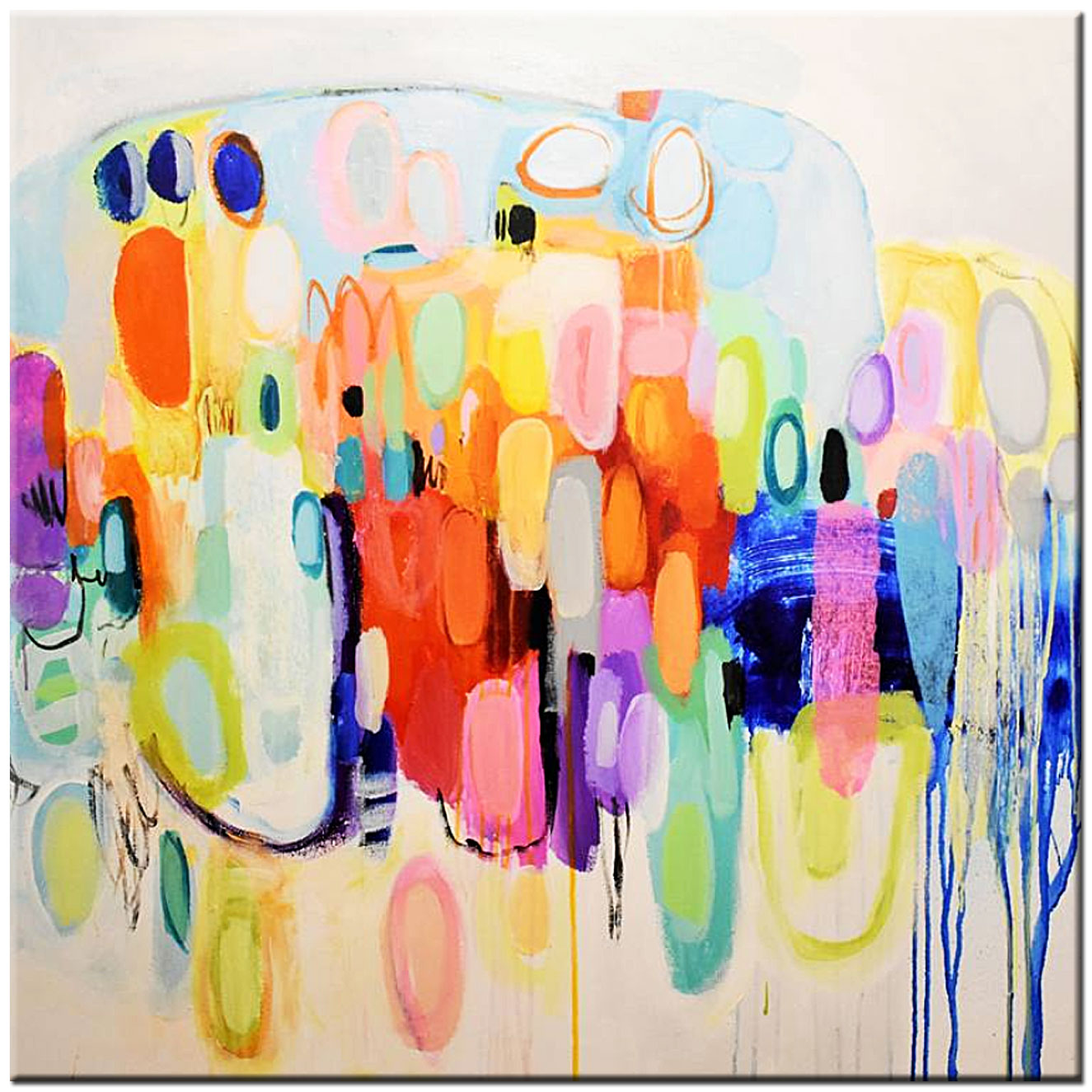 Met Zijn Alle modern schilderij 100x100cm