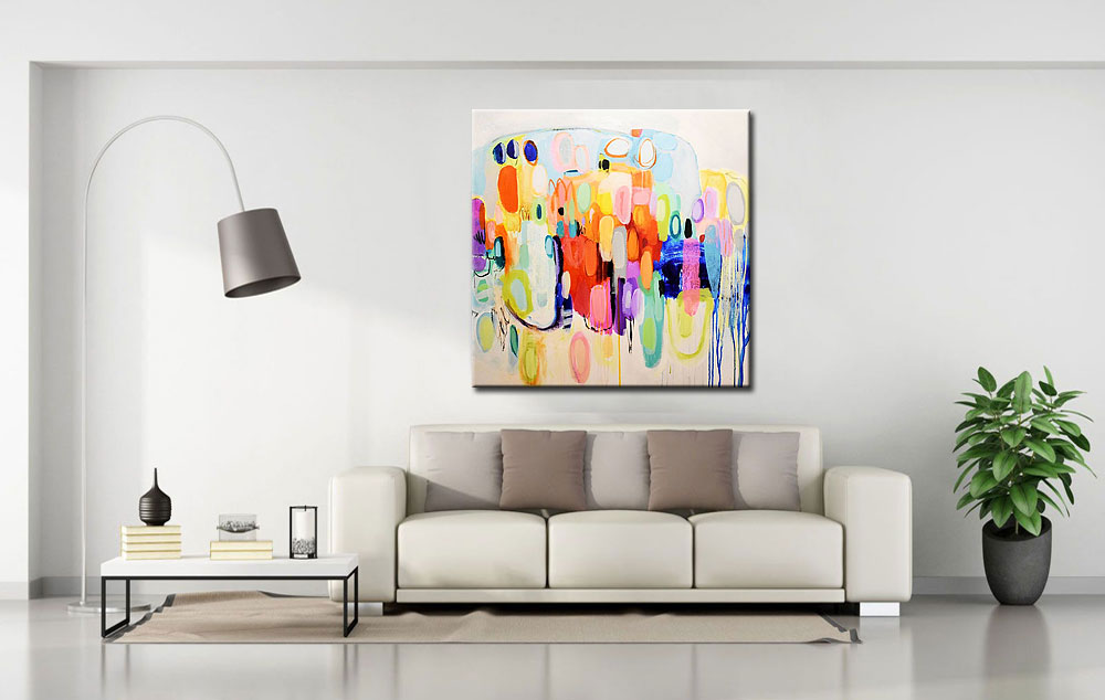 Met Zijn Alle modern schilderij 100x100cm - Afbeelding 4