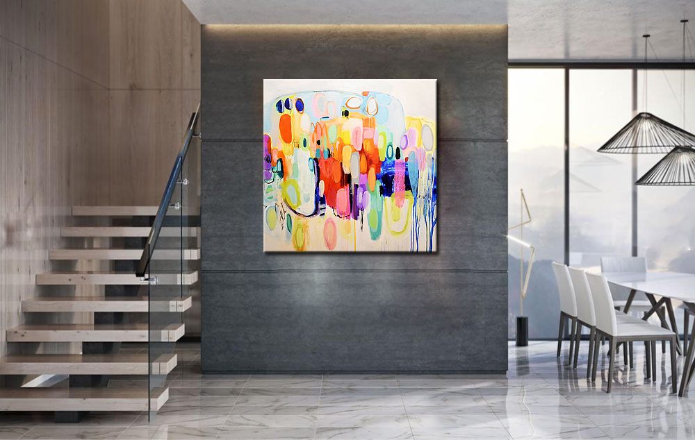 Met Zijn Alle modern schilderij 100x100cm - Afbeelding 3