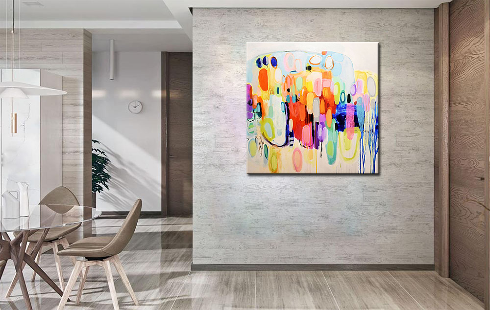 Met Zijn Alle modern schilderij 100x100cm - Afbeelding 2