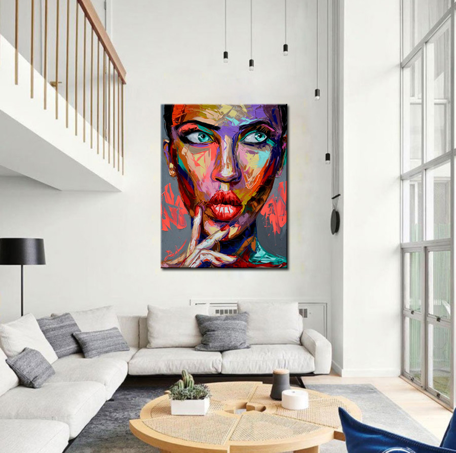 Sssst Dame modern schilderij 90x120cm - Afbeelding 2