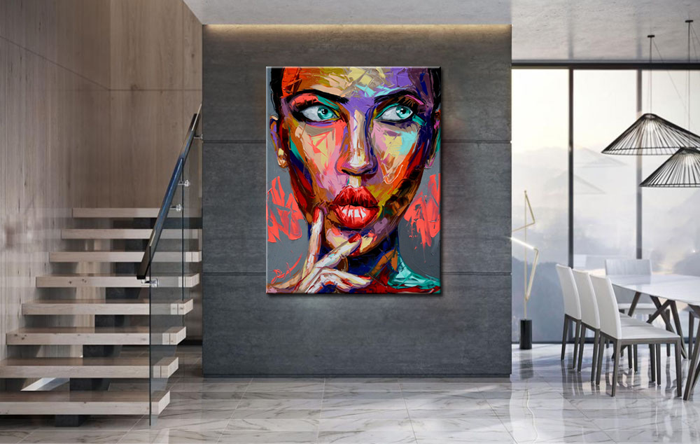 Sssst Dame modern schilderij 90x120cm - Afbeelding 4