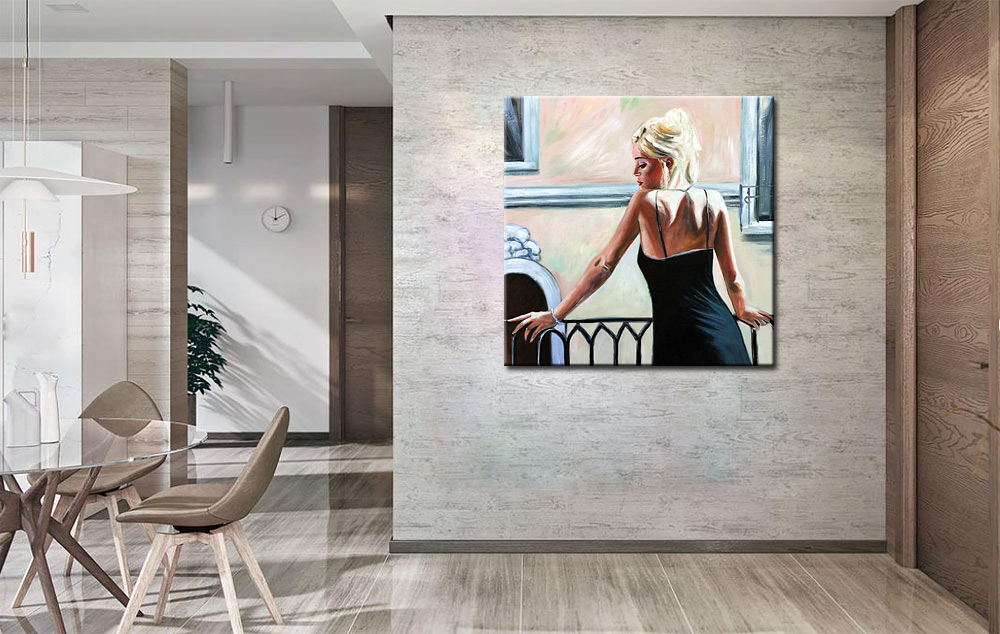 Vrouwen schilderij Elegantie op het Balkon - Afbeelding 2