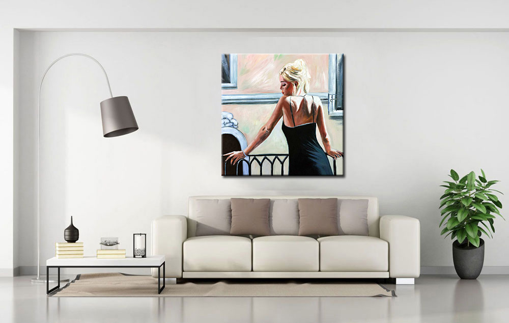 Vrouwen schilderij Elegantie op het Balkon - Afbeelding 3