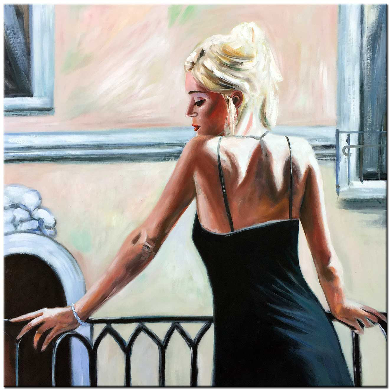 Vrouwen schilderij Elegantie op het Balkon