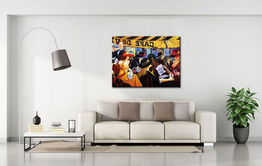 Café in Parijs modern schilderij 120x90cm - Afbeelding 4