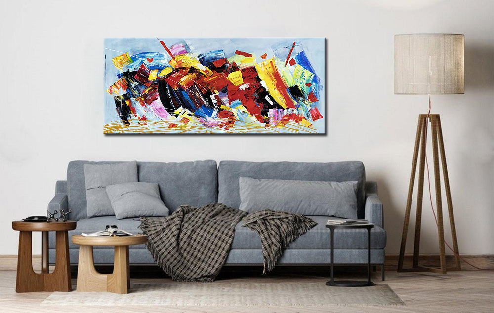 Abstract schilderij Kleurrijke Harmonie 160x70cm - Afbeelding 4