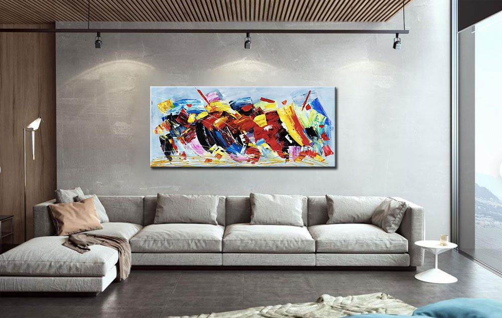 Abstract schilderij Kleurrijke Harmonie 160x70cm - Afbeelding 3