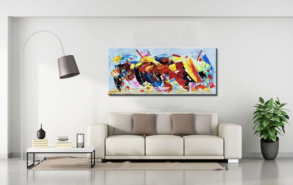 Abstract schilderij Kleurrijke Harmonie 160x70cm - Afbeelding 2