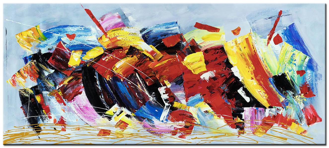 Abstract schilderij Kleurrijke Harmonie 160x70cm