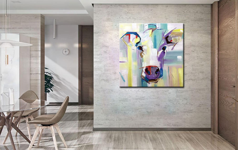 Koe Portret modern schilderij - Afbeelding 4