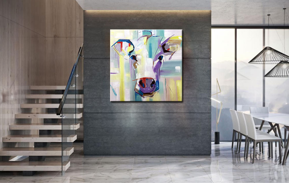 Koe Portret modern schilderij - Afbeelding 3