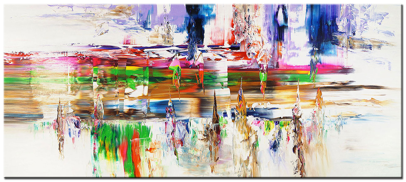 Abstract schilderij Kleurenreflectie 160x70cm