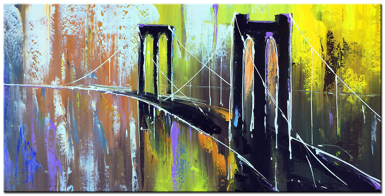 Abstract schilderij van een brug in moderne stijl