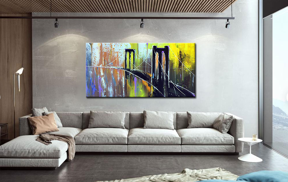 Abstract schilderij van een brug in moderne stijl - Afbeelding 2