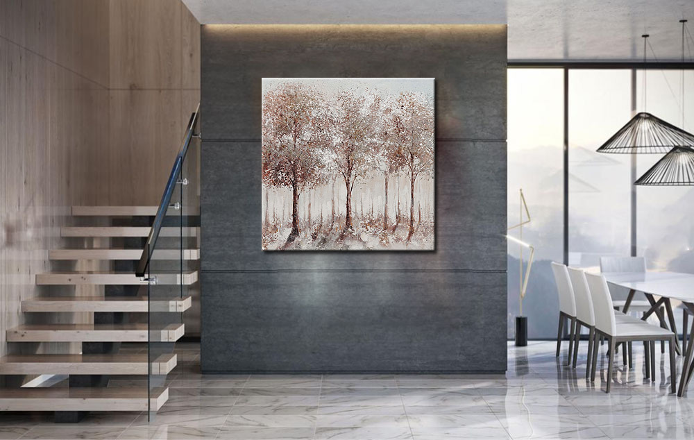 Bomen modern schilderij 100x100cm - Afbeelding 3