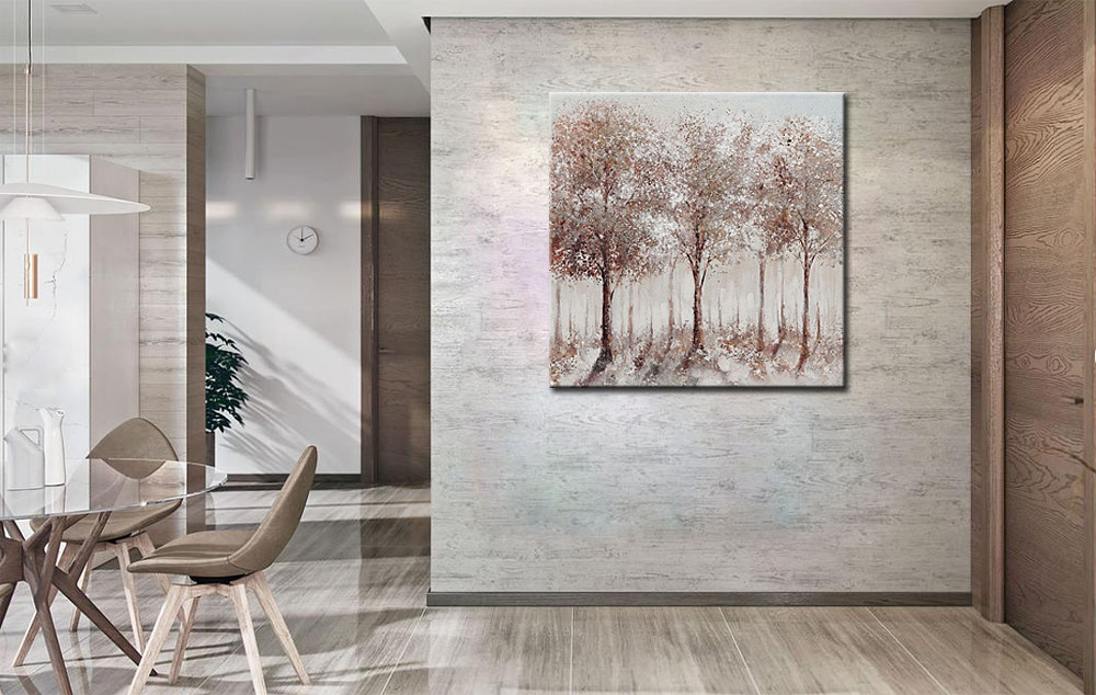 Bomen modern schilderij 100x100cm - Afbeelding 2