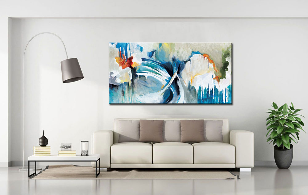 Abstracte golf beweging modern schilderij 180x90cm - Afbeelding 4