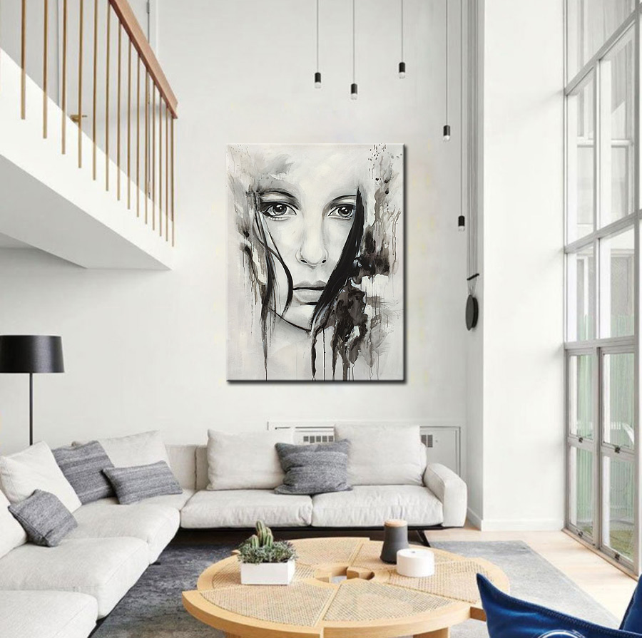 Vrouwen schilderij Schaduw van Gevoel 90x120cm - Afbeelding 2