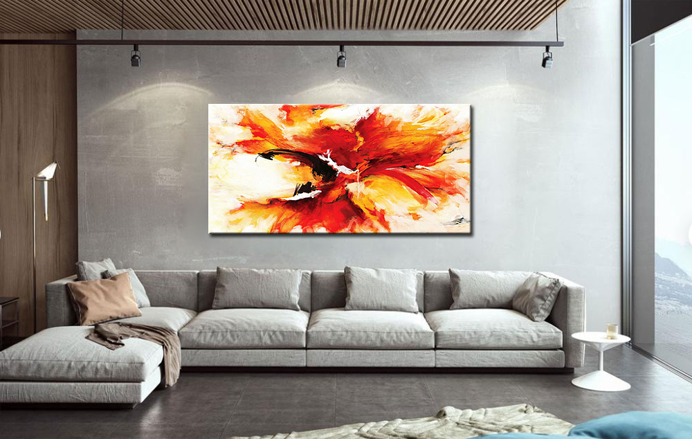 Abstract schilderij Vurige explosie 180x90cm - Afbeelding 2