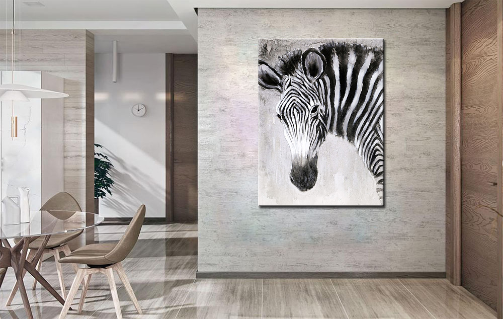 Zebra Paard modern schilderij 90x120cm - Afbeelding 3