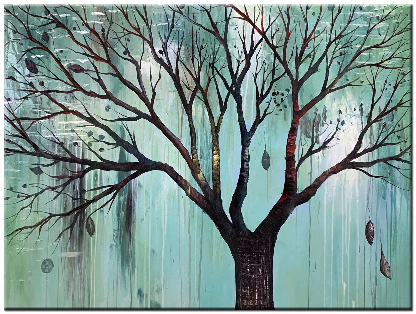 Boom Blauw Groen modern schilderij 120x90cm